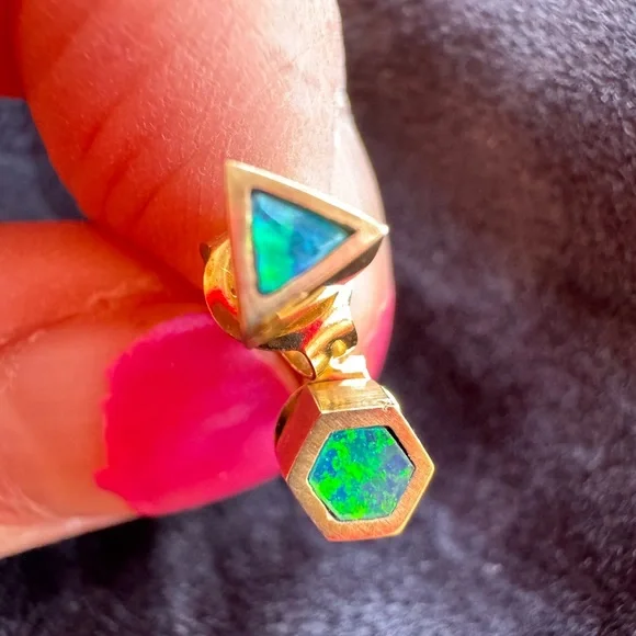 Melanie Katsalidis Gold and Opal Stud Earrings - Picture 1 of 6